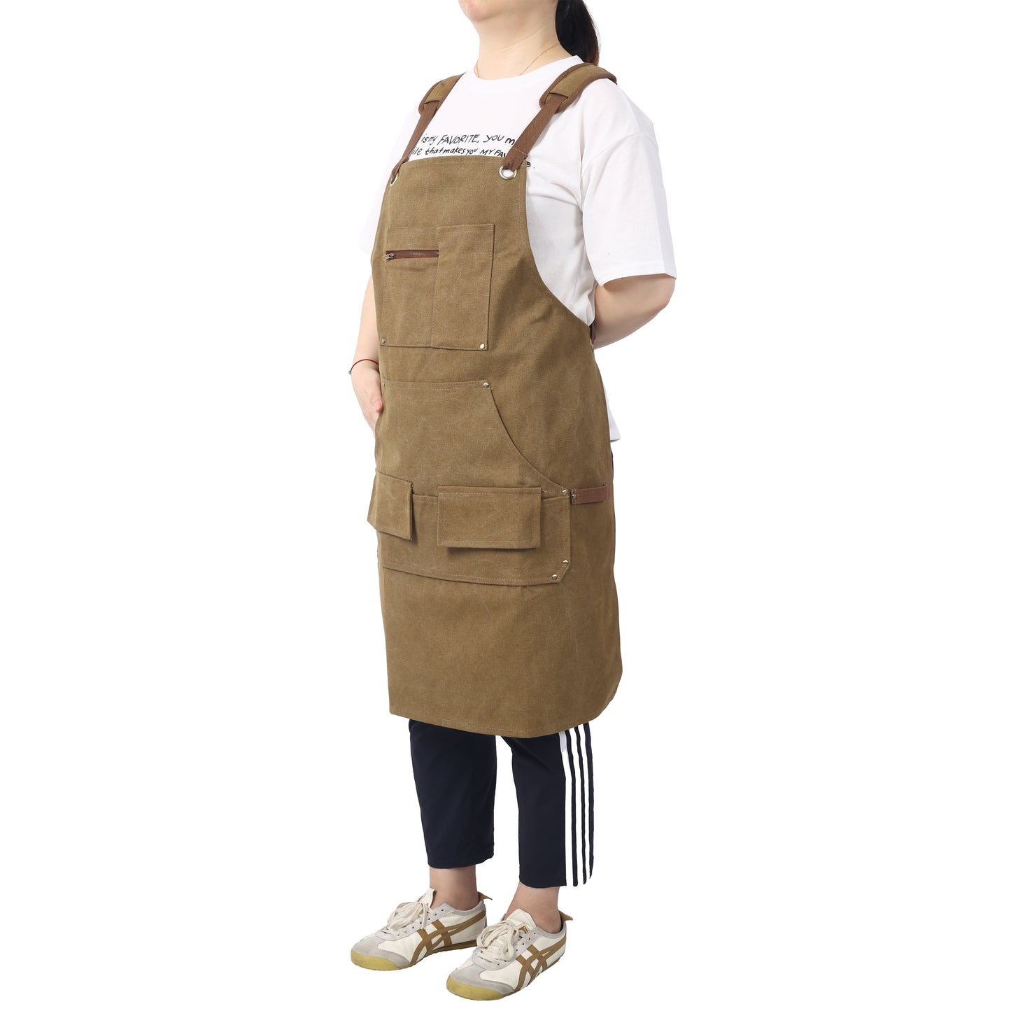 Long heavy-duty canvas tool apron, carpenter apron, carpenter 16 ounces, fully adjustable, no need for waxing