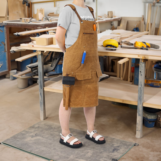 Long heavy-duty waxed canvas tool apron, carpenter apron, carpenter waterproof 18 ounces, fully adjustable