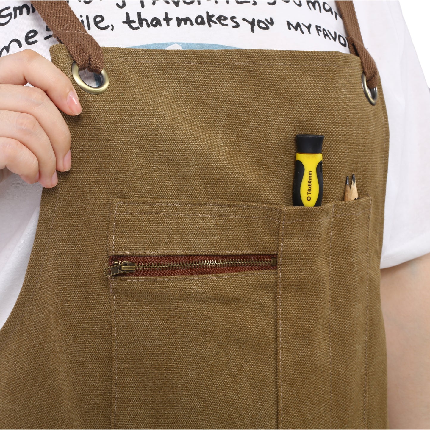 Long heavy-duty canvas tool apron, carpenter apron, carpenter 16 ounces, fully adjustable, no need for waxing