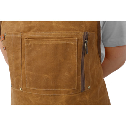 Long heavy-duty waxed canvas tool apron, carpenter apron, carpenter waterproof 18 ounces, fully adjustable