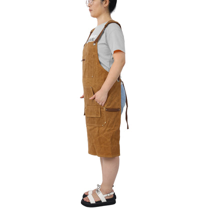 Long heavy-duty waxed canvas tool apron, carpenter apron, carpenter waterproof 18 ounces, fully adjustable